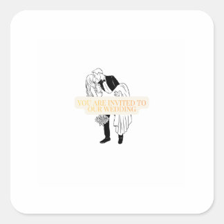 Pegatina Cuadrada Wedding Invitation Card