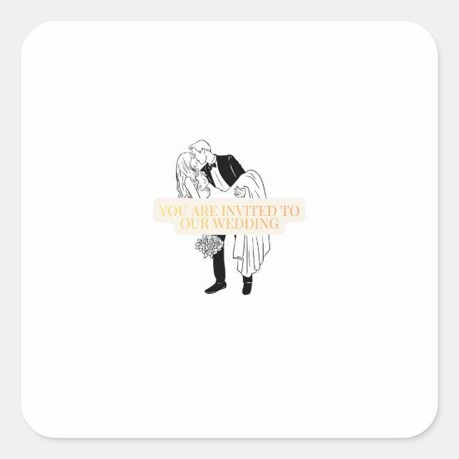 Pegatina Cuadrada Wedding Invitation Card (Anverso)