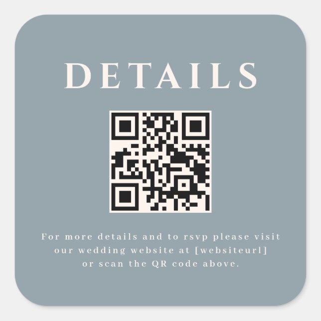 Pegatina Cuadrada Wedding QR Code Sticker (Anverso)