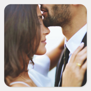 Pegatina Cuadrada Wedding Save the Date Photo Simple Modern Picture
