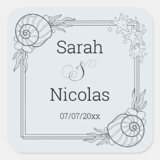 Pegatina Cuadrada Wedding stickers personalized beachy