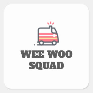 Pegatina Cuadrada Wee Woo Squad, ambulancia 911