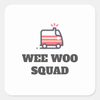 Pegatina Cuadrada Wee Woo Squad, ambulancia 911