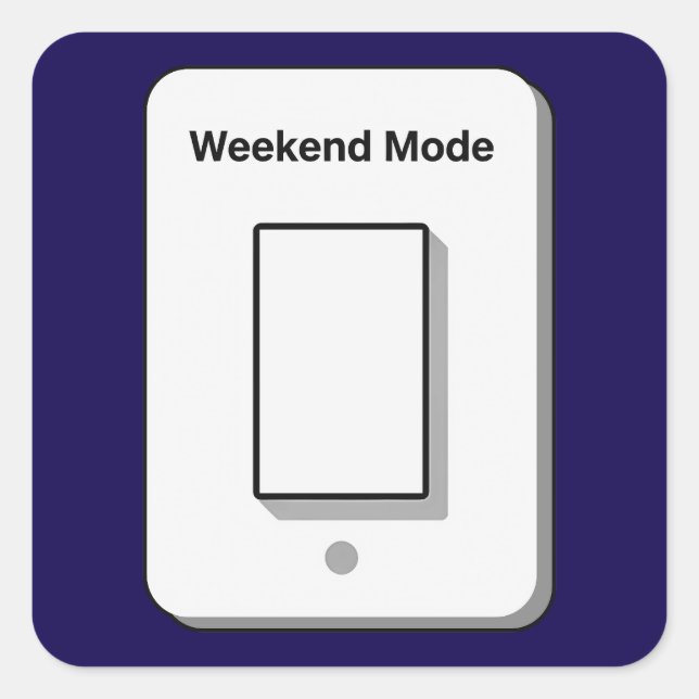 Pegatina Cuadrada Weekend Mode Toggle Minimal UI Design  (Anverso)