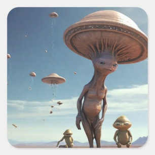 Pegatina Cuadrada Weird Alien Planet