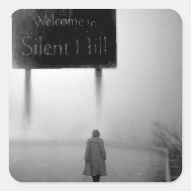 Pegatina Cuadrada Welcome Silent Hill (Anverso)