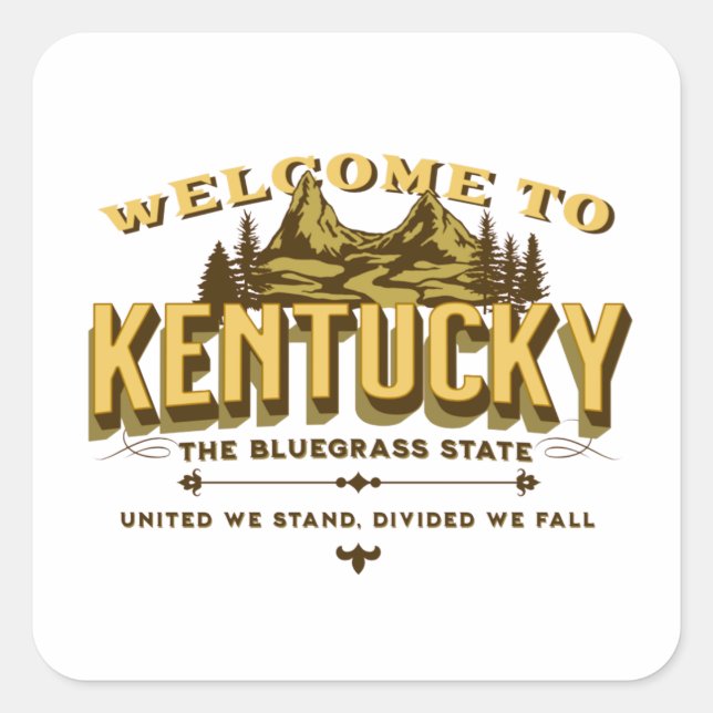 Pegatina Cuadrada Welcome to Kentucky  (Anverso)