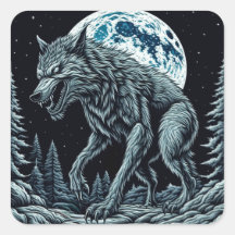 Werewolf ventilado gruñendo en una noche de luna l
