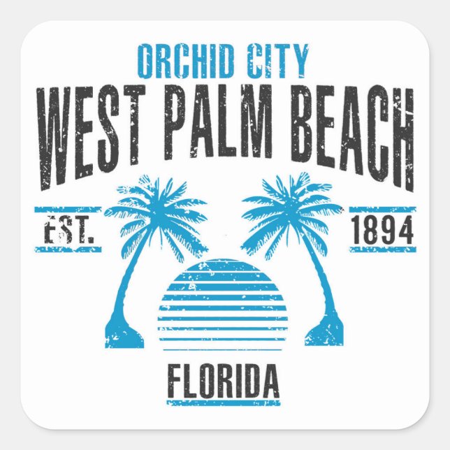 Pegatina Cuadrada West Palm Beach (Anverso)