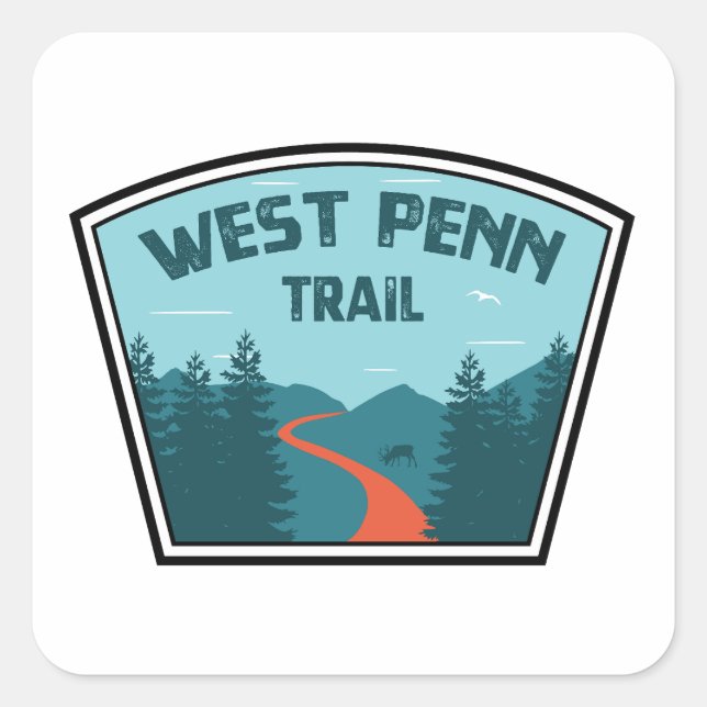 Pegatina Cuadrada West Penn Trail Pennsylvania (Anverso)