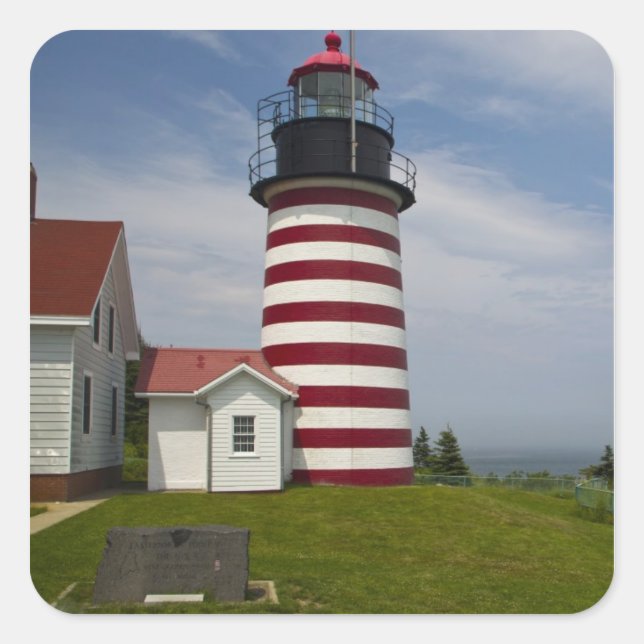 Pegatina Cuadrada West Quoddy Head Lighthouse State Park es el (Anverso)
