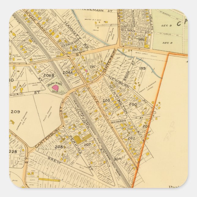 Pegatina Cuadrada West Roxbury, Massachusetts 2 (Anverso)