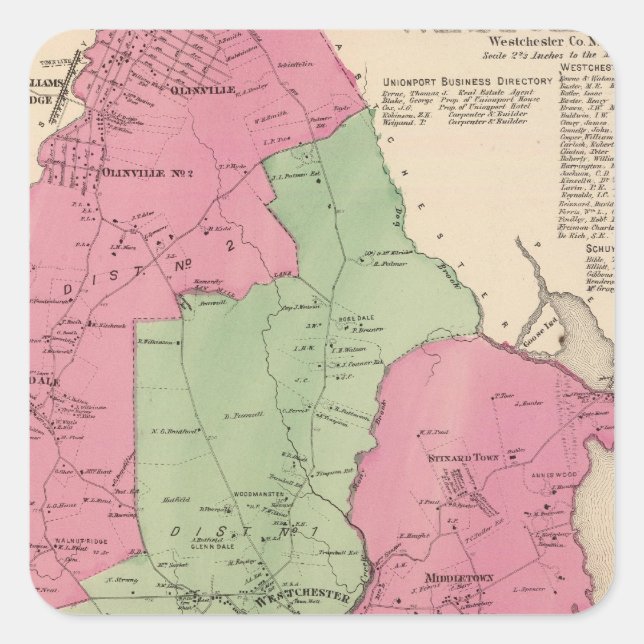 Pegatina Cuadrada Westchester, NY (Anverso)