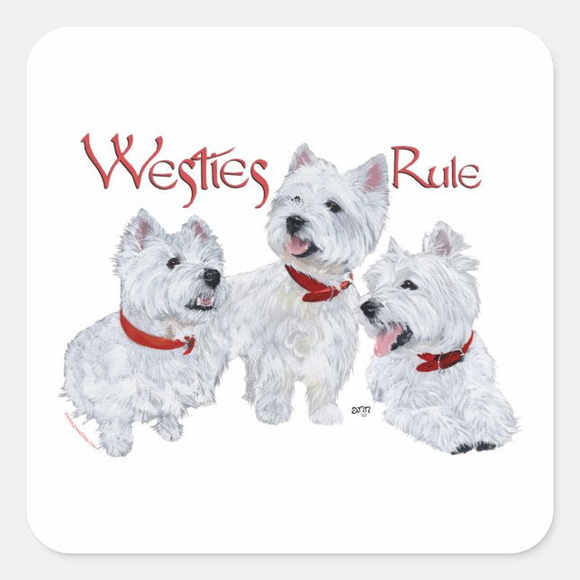 Pegatina Cuadrada ¡Westies mandan! (Anverso)