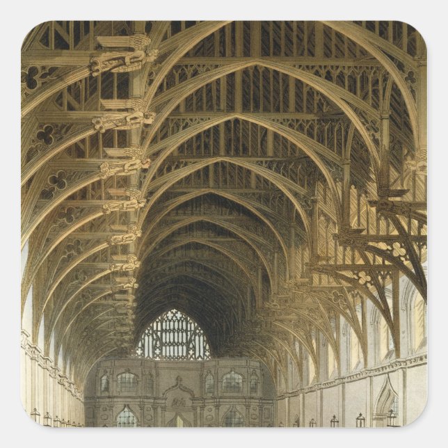 Pegatina Cuadrada Westminster Hall, grabado por el pub J. Bluck (Anverso)
