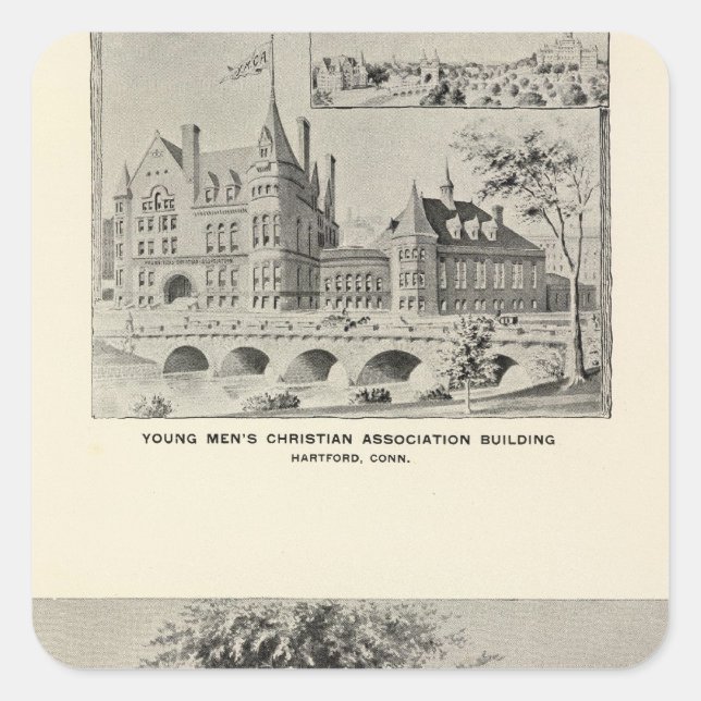 Pegatina Cuadrada Westwood, YMCA, Hartford (Anverso)