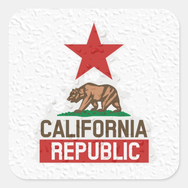 Pegatina Cuadrada Wet California Republic (Anverso)