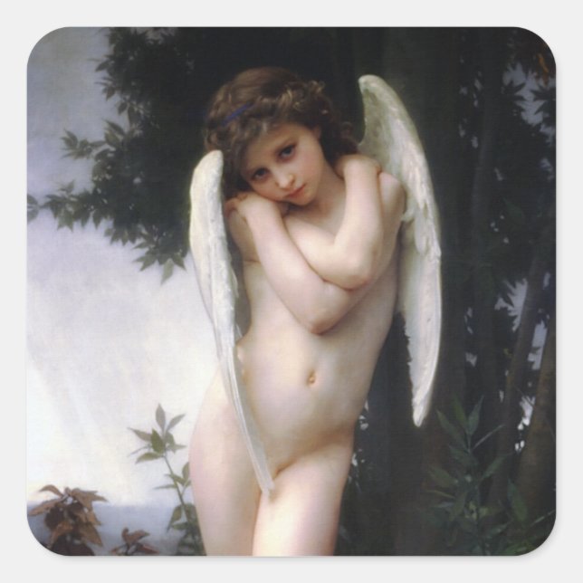 Pegatina Cuadrada Wet Cupid (L'Amour Mouillé) (Anverso)
