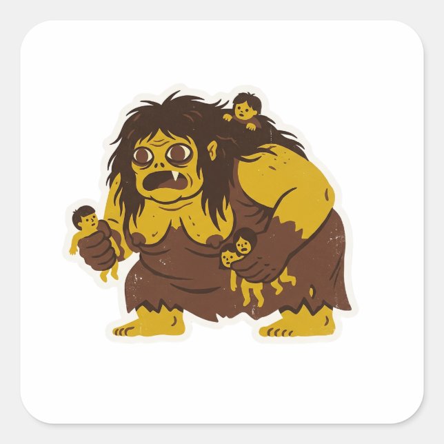 Pegatina Cuadrada Wewe Gombel (Anverso)