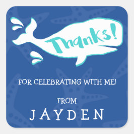 Pegatina Cuadrada Whale Splash | Gracias Pegatinas de cumpleaños