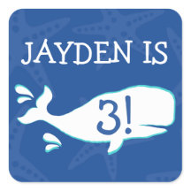 Whale Splash | Pegatinas de cumpleaños personaliza