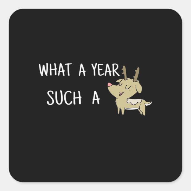 Pegatina Cuadrada What A Fun Deer Moment Retro Style  (Anverso)