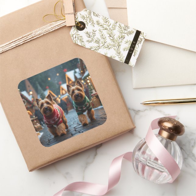 Pegatina Cuadrada Wheaten Terrier Dogs Christmas Snow Holiday  (Regalar)