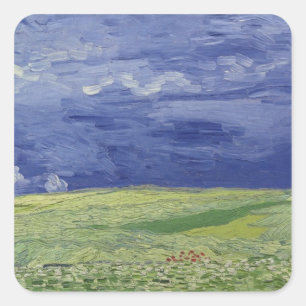 Pegatina Cuadrada Wheatfields de Vincent van Gogh el   debajo de la
