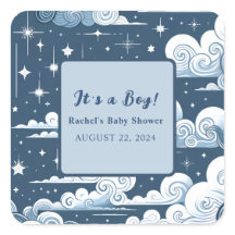 Whimsical Blue Celestial Personalizado Baby Shower