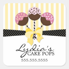 Pegatina Cuadrada Whimsical Cake Pops Bakery Pegatinas