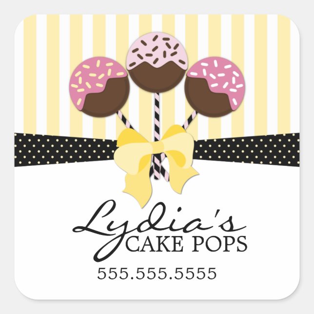 Pegatina Cuadrada Whimsical Cake Pops Bakery Pegatinas (Anverso)