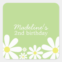 Pegatina Cuadrada Whimsical Daisies