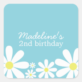 Pegatina Cuadrada Whimsical Daisies