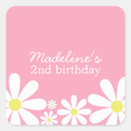 Pegatina Cuadrada Whimsical Daisies