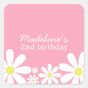 Pegatina Cuadrada Whimsical Daisies