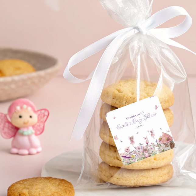 Pegatina Cuadrada Whimsical Fairy Garden Baby Shower (Subido por el creador)