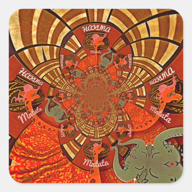 Pegatina Cuadrada Whimsical Heights: hermosa y divertida jirafa afri (Anverso)