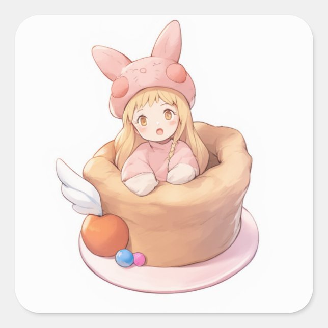 Pegatina Cuadrada Whimsical Sweet Art (Anverso)
