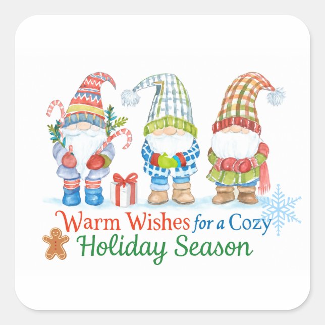 Pegatina Cuadrada Whimsicale wishes for  cozy holiday season (Anverso)