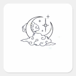 Pegatina Cuadrada Whimsigoth Clouds Moon WitchClassic