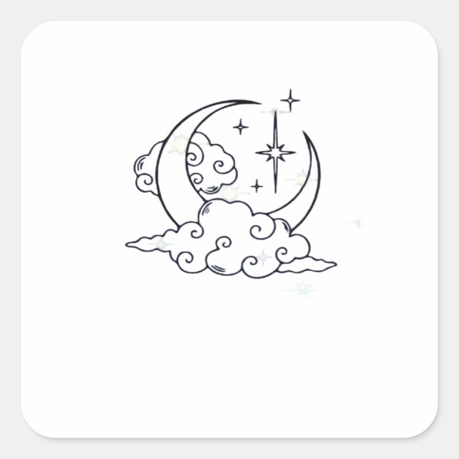 Pegatina Cuadrada Whimsigoth Clouds Moon WitchClassic (Anverso)