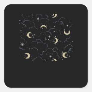 Pegatina Cuadrada Whimsigoth Clouds Sun Moon Witchen