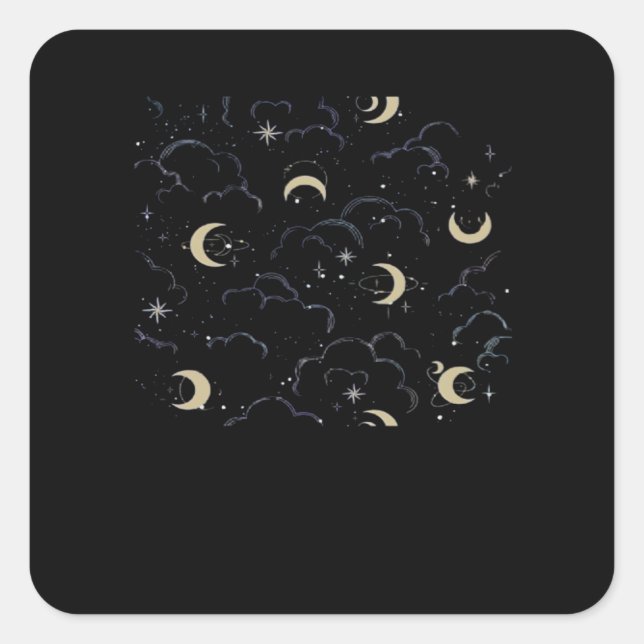 Pegatina Cuadrada Whimsigoth Clouds Sun Moon Witchen (Anverso)