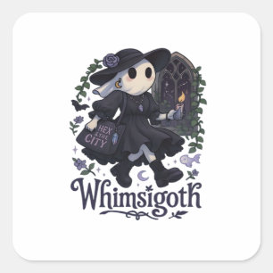 Pegatina Cuadrada Whimsigoth Con Clásico De Ciudad – Magia Urbana Se