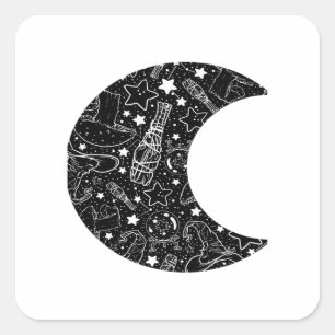 Pegatina Cuadrada Whimsigoth Witch Moon Wicca Kawaii Gótico Tattoo A