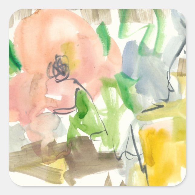 Pegatina Cuadrada Whimsy in the Garden II (Anverso)