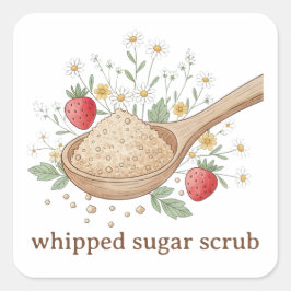 Pegatina Cuadrada Whipped Sugar Scrub Label | Custom Skincare