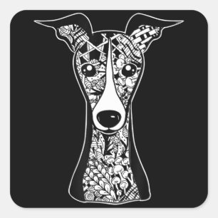 Pegatina Cuadrada Whippet Lover Arte gráfico italiano de Greyhound
