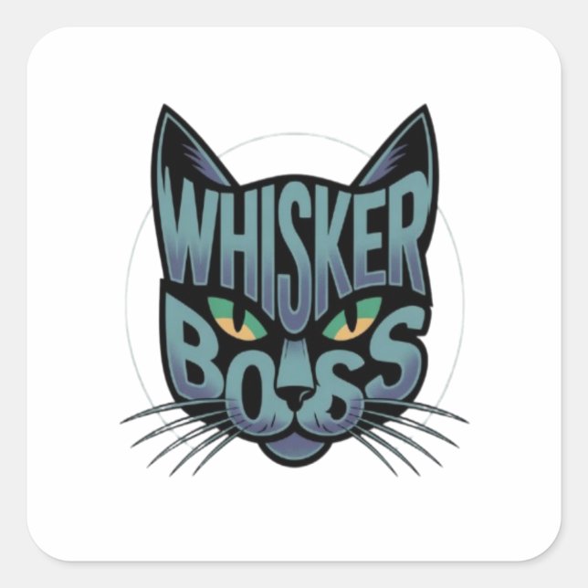 Pegatina Cuadrada Whisker Boss (Anverso)