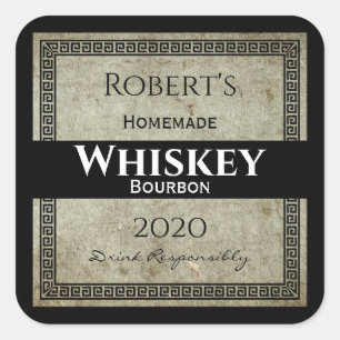 Pegatina Cuadrada Whiskey casero personalizado